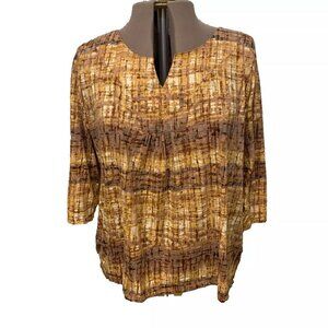 Ruby Rd. Size 1X. Rust Color Pullover 3/4 Sleeve Cotton/Poly Top. B54